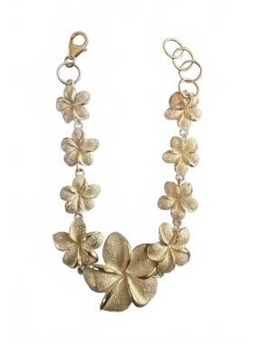 EUC Hawaiian 925 Graduating Plumeria Link Bracelet 7"